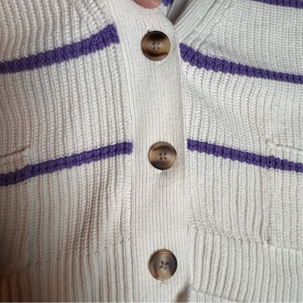 On‎ 34th Cardigan Women Large Striped Preppy Cropped Knit Button Down - Picture 6 of 10